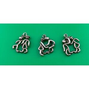 Vintage Sterling Silver Modernist Figural Couple Charms Set of 3 figural charms